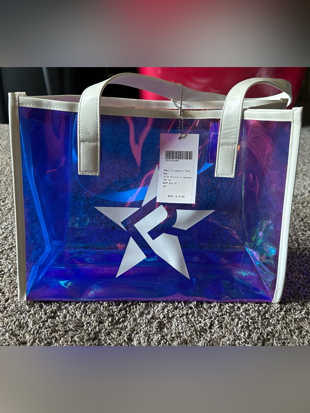 Iridescent Rebel Tote Bag with White Trim